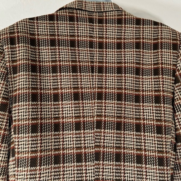 60’s Vintage ‘Continental Club’ Brown Plaid Two Button Blazer - Picture 8 of 11